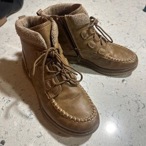 Brown Leather Ankle Boots with Fabric Lining